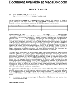 Picture of Share Pledge Agreement (Loan Security) | Canada