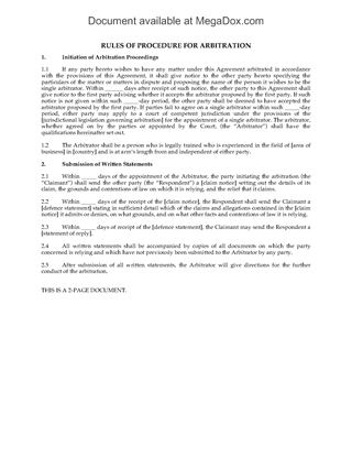 Picture of Rules of Procedure for Arbitration