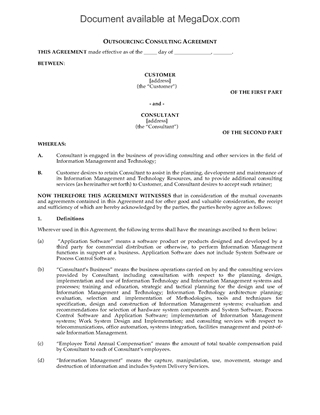 Picture of IT Outsourcing Consulting Agreement