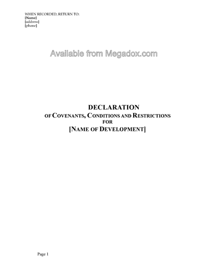 Picture of Utah Declaration of Covenants, Conditions and Restrictions (residential)