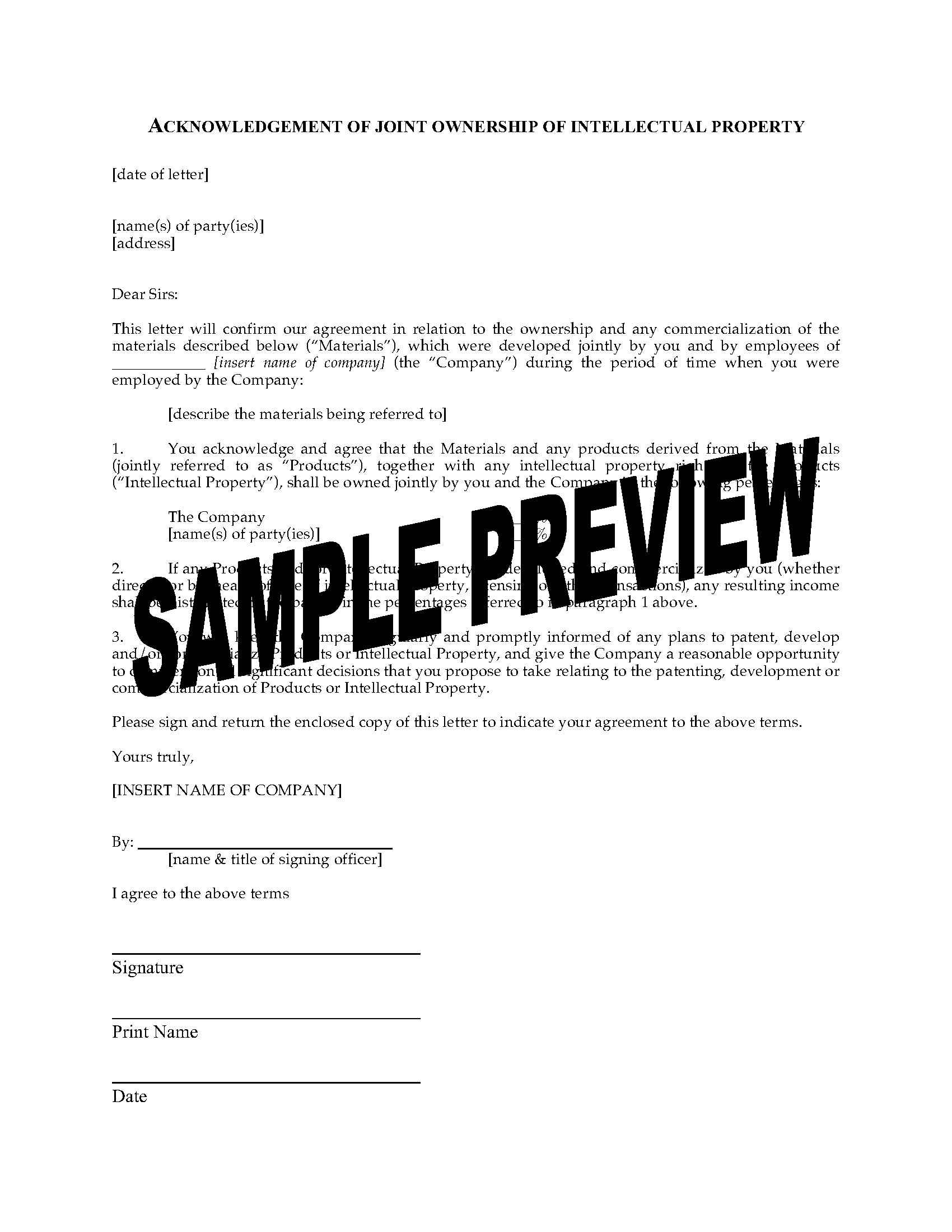 Intellectual Property Ownership Agreement Template
