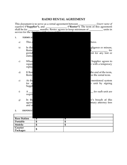 Picture of Mobile Radio Rental Agreement