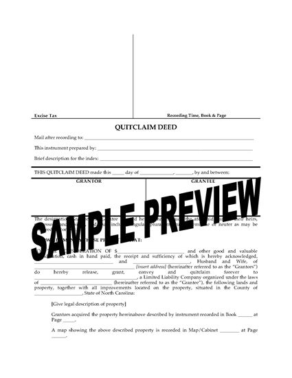 Picture of North Carolina Quitclaim Deed to Transfer to LLC