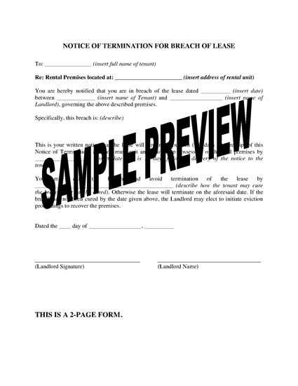 Picture of Alabama Notice of Termination for Breach of Lease