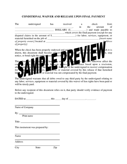 Picture of Colorado Lien Waiver and Release Forms Package