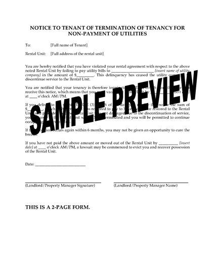 Picture of Alaska Notice of Termination of Tenancy for Non-Payment of Utilities
