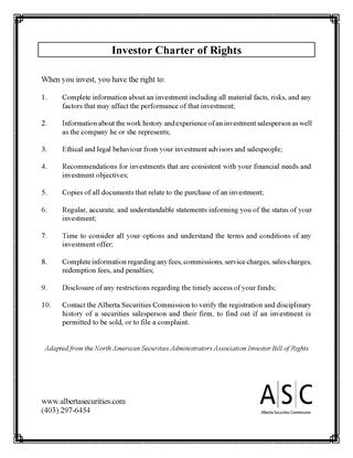 Picture of Alberta Investor Charter of Rights