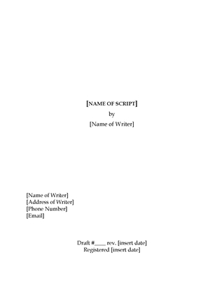 Picture of Screenplay Template and Cover Page