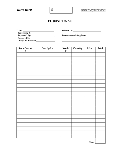 Picture of Requisition Slip