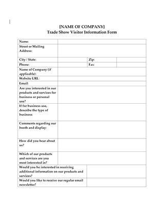 Picture of Trade Show Visitor Information Form