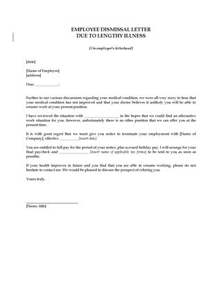 Picture of Employee Termination Letter Due to Lengthy Illness