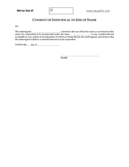 Picture of Consent of Individual to Use of Name