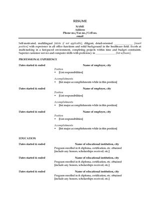 Picture of Resume for Healthcare Professional