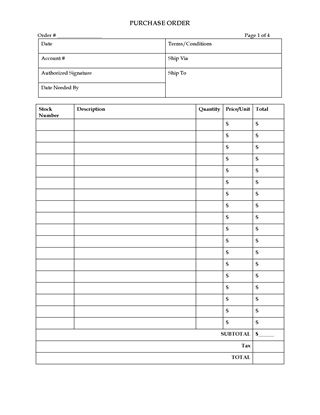 Picture of Purchase Order Form