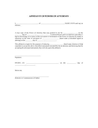 Picture of Affidavit of Power of Attorney | UK