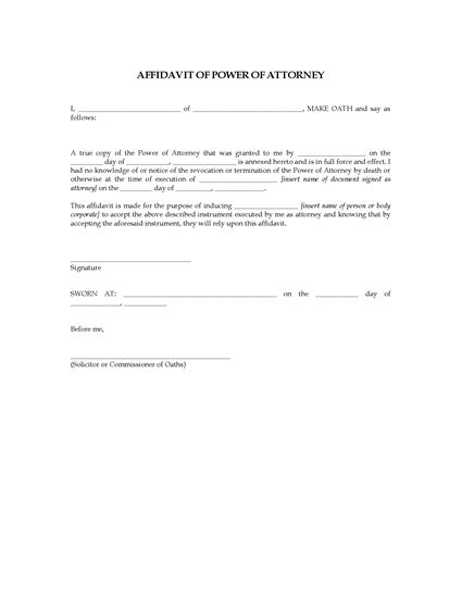 Picture of Affidavit of Power of Attorney | UK
