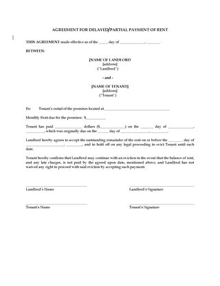 Picture of Late Rent Payment Agreement