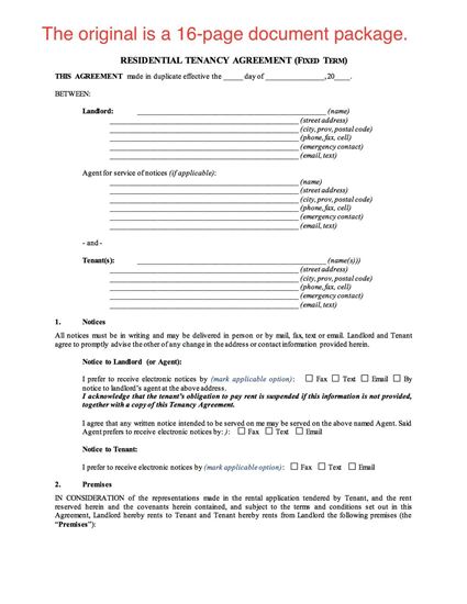Picture of Saskatchewan Residential Fixed Term Tenancy Agreement