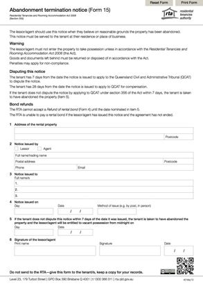 Picture of Queensland Abandonment Termination Notice