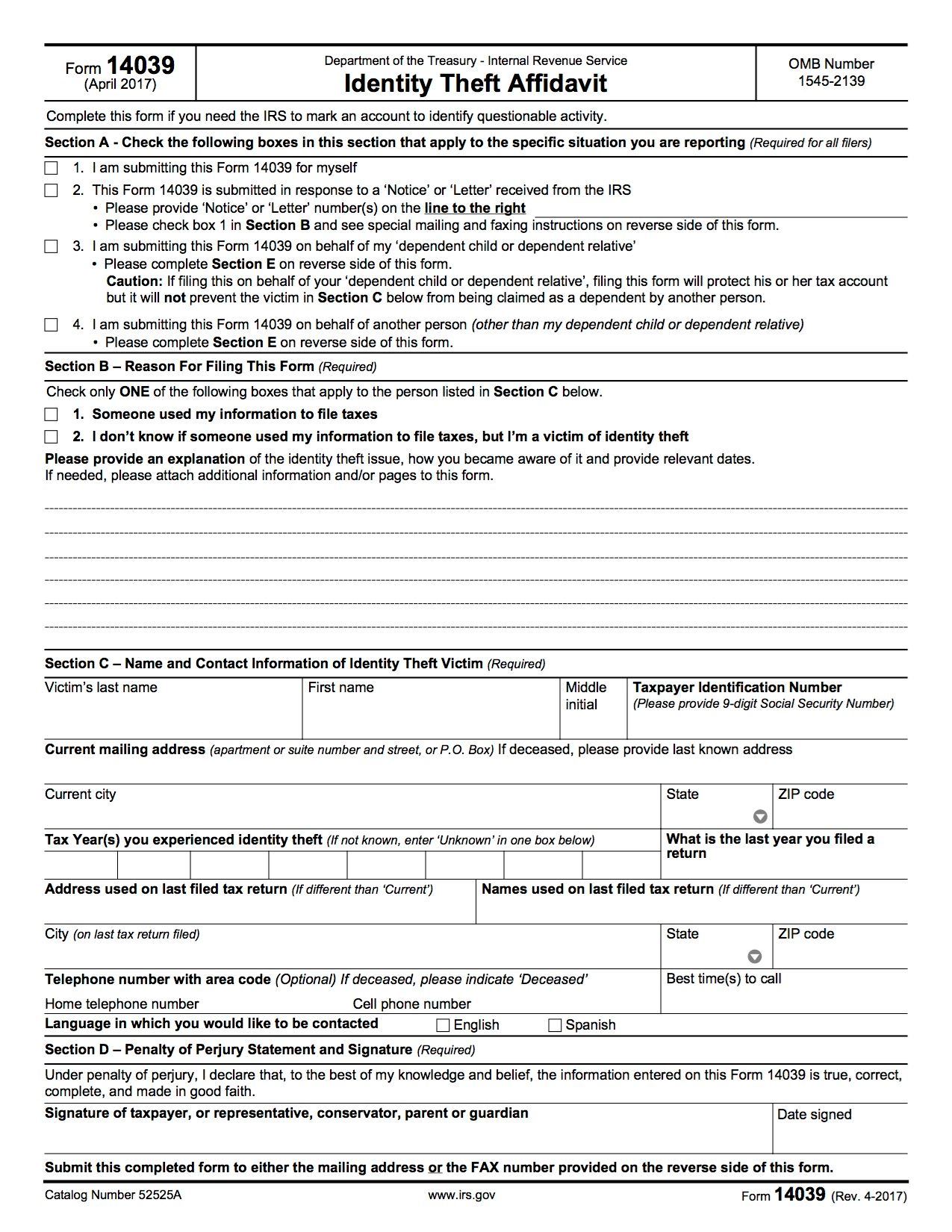 Usa Identity Theft Affidavit Form Legal Forms And Business