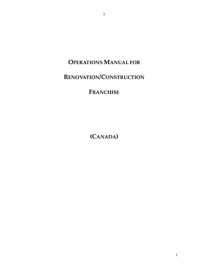 Picture of Operations Manual for Construction Franchise | Canada