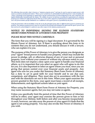 Illinois short form power of attorney for property