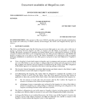 Show details for Inventory Security Agreement | Canada Picture of Inventory Security Agreement | Canada