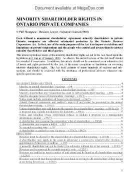 Show details for Minority Shareholder Rights in Ontario Private Companies Picture of Minority Shareholder Rights in Ontario Private Companies