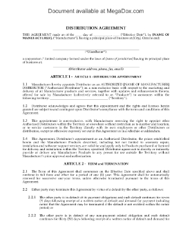 Show details for Ontario Non-Exclusive Distribution Agreement Picture of Ontario Non-Exclusive Distribution Agreement