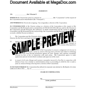 Indemnity of Resigning Director by Corporation Indemnity of Resigning Director by Corporation