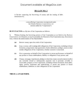 Ontario Borrowing Bylaw of Corporation Ontario Borrowing Bylaw of Corporation