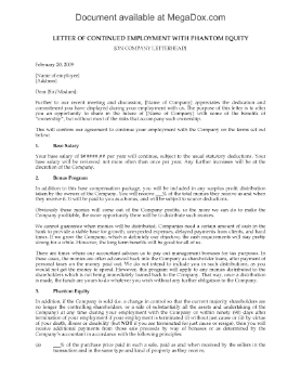 Show details for Offer of Continued Employment with Phantom Equity Picture of Offer of Continued Employment with Phantom Equity