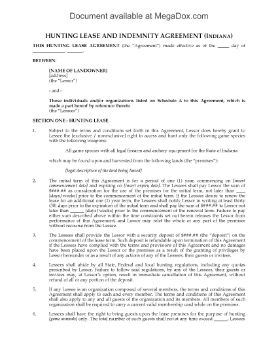 Show details for Indiana Hunting Lease Agreement Picture of Indiana Hunting Lease Agreement