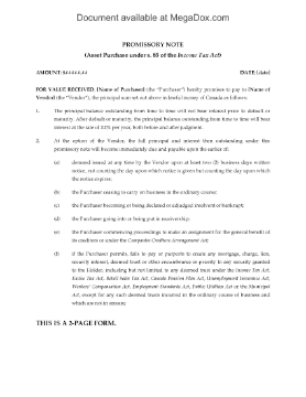 Show details for Promissory Note for Asset Purchase or Rollover | Canada Picture of Promissory Note for Asset Purchase or Rollover | Canada
