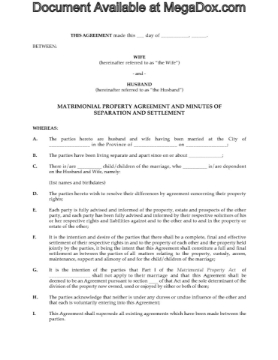 Alberta Separation Agreement Alberta Separation Agreement