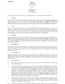 Show details for Virginia Commercial Sublease Agreement Picture of Virginia Commercial Sublease Agreement
