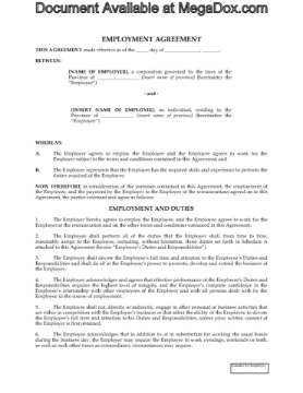 Canada Employment Agreement Canada Employment Agreement template