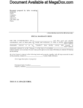 Show details for Illinois Special Warranty Deed Picture of Illinois Special Warranty Deed