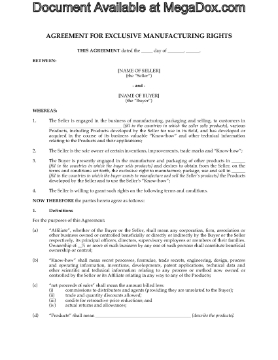 Show details for Exclusive Manufacturing Rights Agreement Picture of Exclusive Manufacturing Rights Agreement