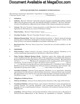 International Software Distribution Agreement International Software Distribution Agreement
