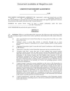 New York Limited Partnership Agreement New York Limited Partnership Agreement