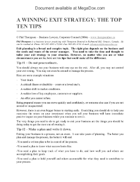 Show details for Top 10 Tips to a Winning Exit Strategy Picture of Top 10 Tips to a Winning Exit Strategy