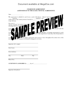 Show details for Arizona Lease Cosigner Agreement Picture of Arizona Lease Cosigner Agreement
