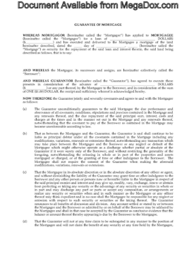 Canada Personal Guarantee of Corporate Mortgage Canada Personal Guarantee of Corporate Mortgage