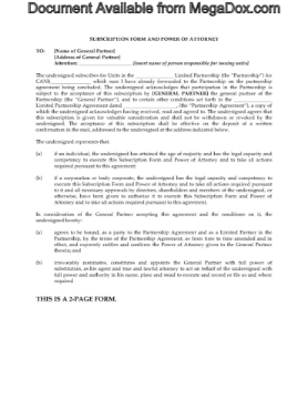 Canada Subscription for Limited Partnership Units Canada Subscription for Limited Partnership Units