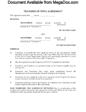 Show details for Alberta Transfer of Title Agreement by Cohabiting Couple Picture of Alberta Transfer of Title Agreement by Cohabiting Couple