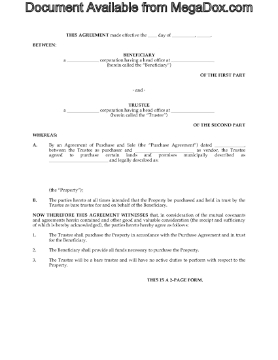Show details for Trust Agreement for Land Picture of Trust Agreement for Land