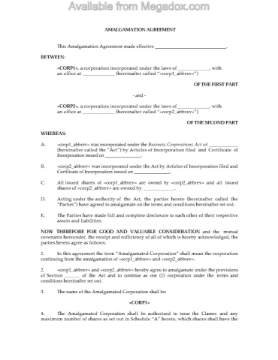 Alberta Vertical Amalgamation Forms Alberta forms for vertical amalgamation of two related companies