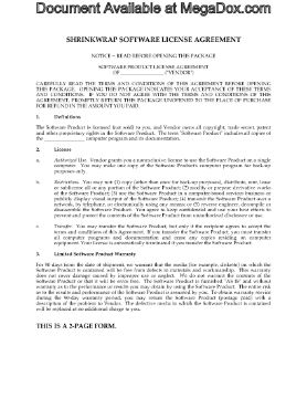 Show details for Shrinkwrap Software EULA Picture of Shrinkwrap Software EULA