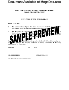 Show details for Ontario Resolutions to Set Up Employee Stock Option Plan Picture of Ontario Resolutions to Set Up Employee Stock Option Plan
